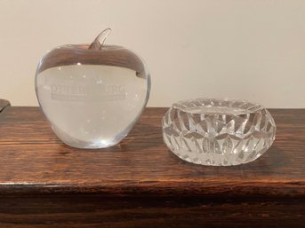 Tiffany & Co. Apple Etched Otterbourg Celebrating 100 Years And The University Of Michigan Paperweights