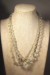 Two Vintage 1950s Cut Crystal Glass Beaded Choker Necklaces