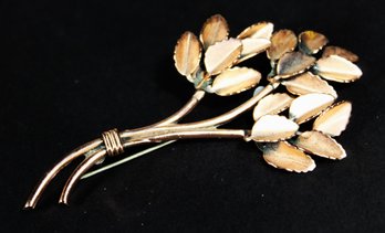 FINE SOLID COPPER RENOIR LEAF BROOCH