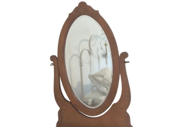 Circa 1900s Inspired Oak Swivel Vanity Mirror