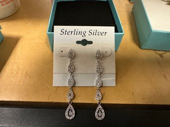 Long Drop Sterling Silver Earrings