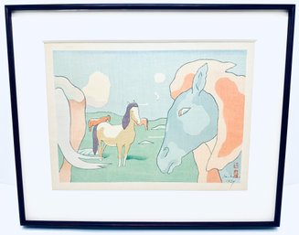 Sakamoto Hanjiro (1959) Japanese Woodblock Print From Mikumo Studio, In Archival Frame  - Appraised For $300