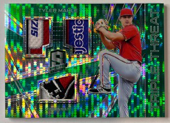 2018 Spectra Tyler Mahle Triple Patch Logo Green Pulsar Prizm #5/5