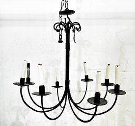 A Vintage Wrought Iron Colonial Style Chandelier