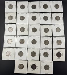 Lot Of 28 Buffalo Nickels Miscellaneous Dates