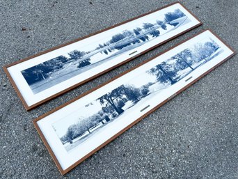 A Pair Of Very Large (Long) Golf Course Panoramas - Beautifully Framed!