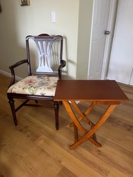 Vintage Chippendale Style Chair & Folding Table