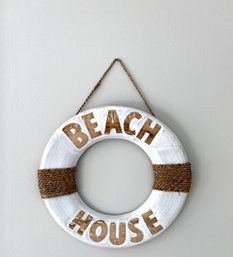 Nautical Decor Caved Life Ring With Rope Accents