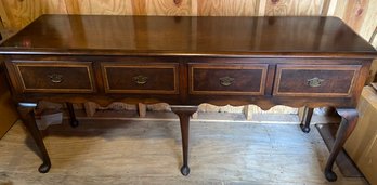 Vintage Wooden Sideboard Sofa Table  72x19.5x34 No Makers Mark Lovely Mahogany With Inlay Work Dove Tail