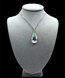 Vintage Italian Sterling Silver Chain With Prism Pendant Necklace