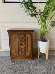 Vintage Faux Wood Grain Laminate Signle Door Cabinet