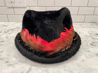 Mr Josephs Original Brigadoon Felt Hat With Red Feather Trim