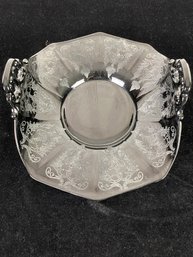 Etched Vintage Glass Serving Tray