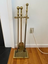 Brass Fireplace Tools With Stand