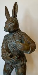 Bronze Brass Anthropomorphic Bunny Rabbit Figurine Statue - Shakespearian - Verdigris Patina - 16.25 Inches H