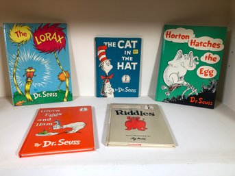 Lot 1 Of 2 - Group Of Five (5) DR. SEUSS Books - Cat In The Hat - The Lorax - Horton Hatches The Egg & More