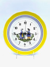 Vintage Signed Quimper Battery Powered Wall Clock