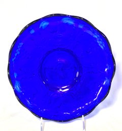 Vintage Cobalt Blue Cherries And Grapes Footed Pedestal Bowl