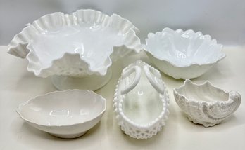 3 Vintage Milk Glass Bowls & Small Porcelain Serving Dishes By Coalport, ICTC & More