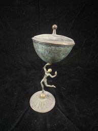 Israeli Bronze Dancer Lidded Bowl