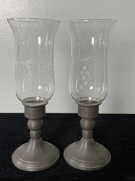 Set Of Pewter Candle Holders
