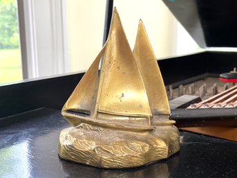 A Brass Yachting Paperweight