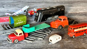 A Collection Of Vintage Metal Toys - Trucks, Cars, And A Rare Marx Trains Commodore Vanderbilt Wind Up Engine