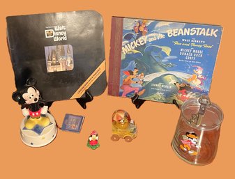 Walt Disney Lot-Schmidt Mickey Music Box-Mickey And The Beanstalk Three Record Set Gatefold Book And More