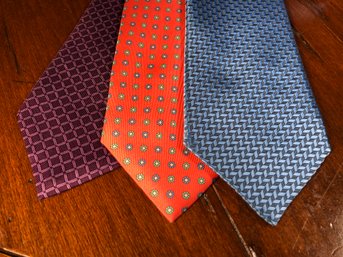 Three (3) Incredible BRIONI Ties - Paid $200 Each - One Still Has Original Tag - Lilac - Orange - Blue !