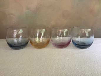 Vintage MCM Multi Colored Low Ball Glasses