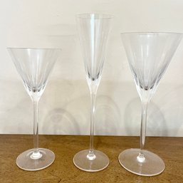 A Set Of Crystal Stemware - White Wine - Red Wine - Champagne Flutes