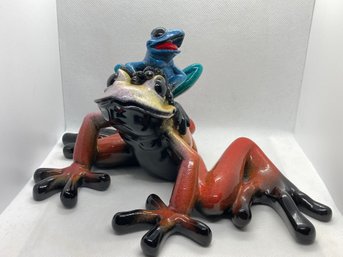 Charming Vintage KITTY'S CRITTERS 'mama Mia' Mother And Baby Frog Sculpture