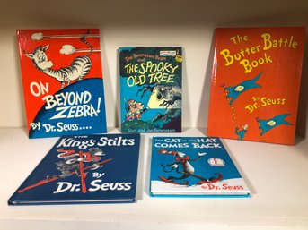 Lot 3 Of 3 - Group Of Five (5) DR. SEUSS Books - On Beyond Zebra - The Spooky Old Tree - Kings Stilts & More