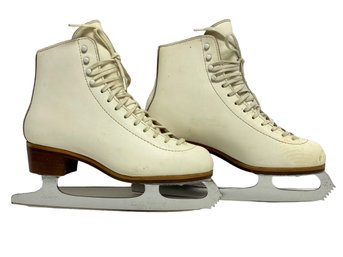 Womens White Leather Ice Skates By Jackson With Mark IV English Blades