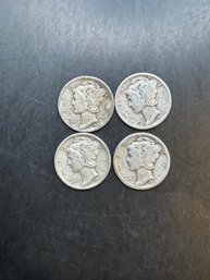 4 Mercury Dimes 1938, 1938-D, 1939, 1939-D