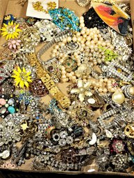 Large Lot Of Damaged And Craft Lot Rhinestone And Various Costume Jewelry