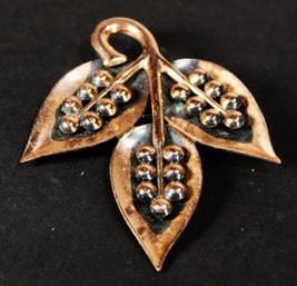 VINTAGE SIGNED RENOIR SOLID COPPER LEAF BROOCH