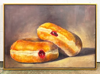 A Modern Still Life Oil On Canvas, Jelly Doughnuts, Unsigned