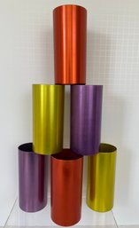 Awesome Set Of 6 N&C (N$C?) Colored Aluminum Tumblers Perma Color (read Description)