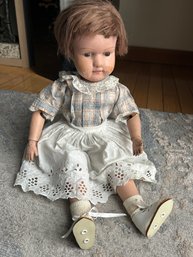 RARE Antique 1911 SCHOENHUT GERMANY Articulated Wood Doll With Period Clothing