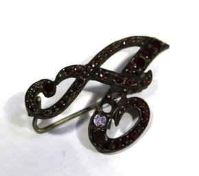 Antique Victorian Bohemian Garnet Monogram Brooch 'A' As/is Conditon