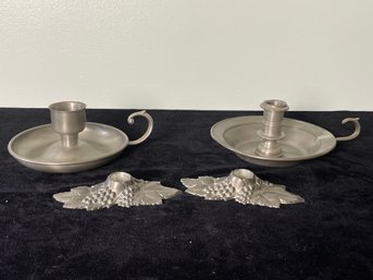 Pair Of Pewter Candle Stick Holders - 2