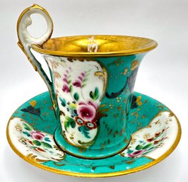 Antique (circa 1853) Coalport Parisian Tea Cup & Saucer  With Gold Accents