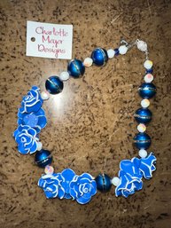 Beautiful Charlotte Meyer Blue Roses Necklace