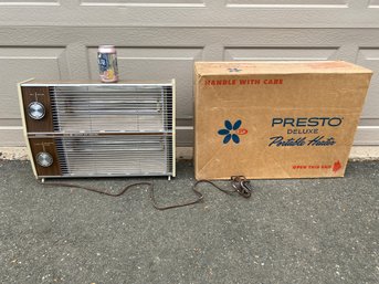 PRESTO DELUXE Portable Electric Heater In Original Box. Model PM18A. Made In USA.