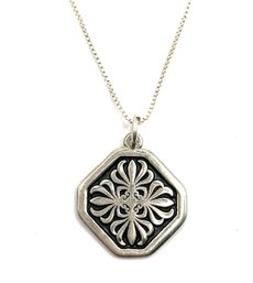 Italian Sterling Silver Chain With Sterling Silver Ornate Pendant