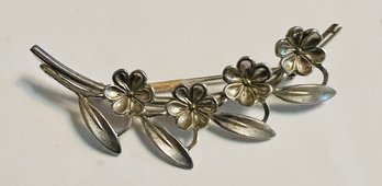 VINTAGE SIGNED BEAU STERLING SILVER FLORAL BROOCH