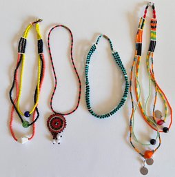 4 African Maasai Beaded Necklaces From Tanzania