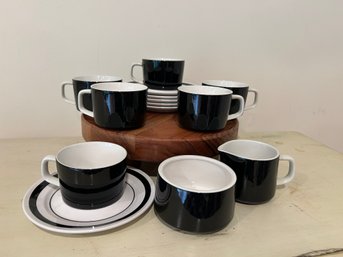 Mikasa Fine China Set Of 14 Mediterrania Black & Tuxedo Patterns