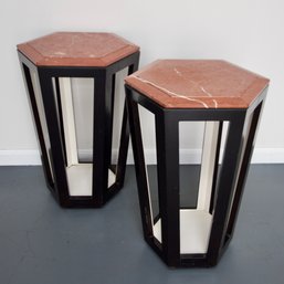 Art Deco Marble Top Drink Table Set Of 2